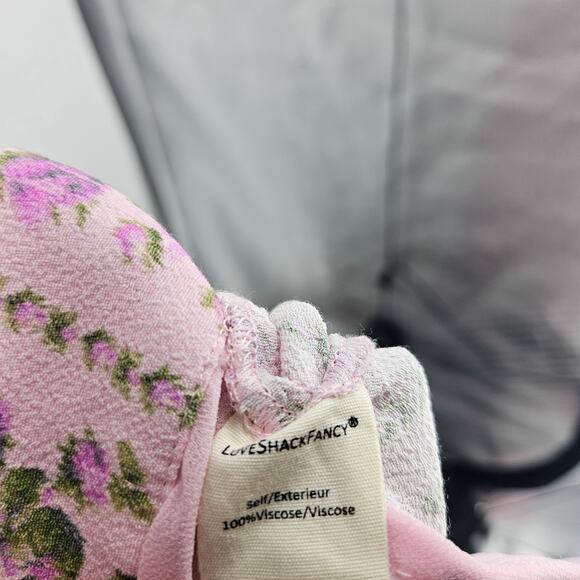 LoveShackFancy Montel Pants Pink Floral High Waist Pleated Wide Leg Size 0 - Picture 9 of 9
